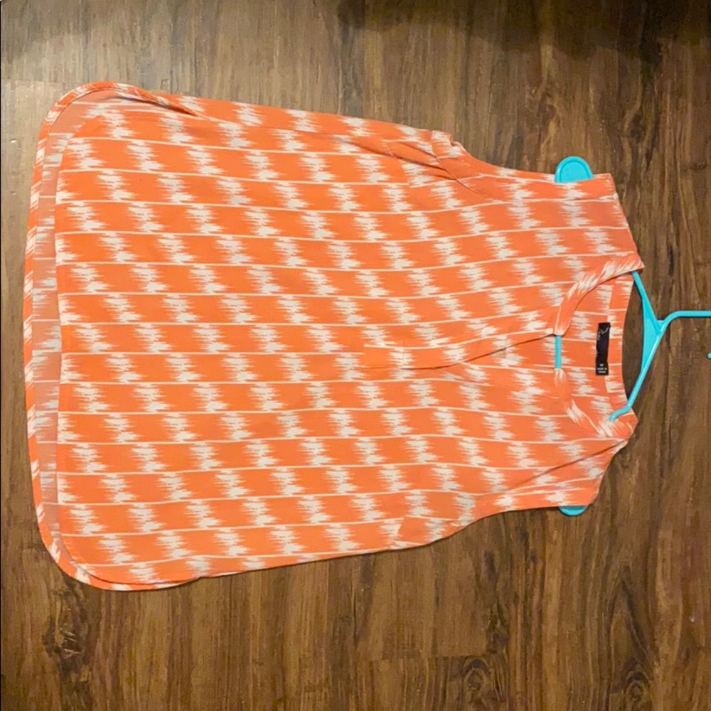 Orange/white houndstooth blouse